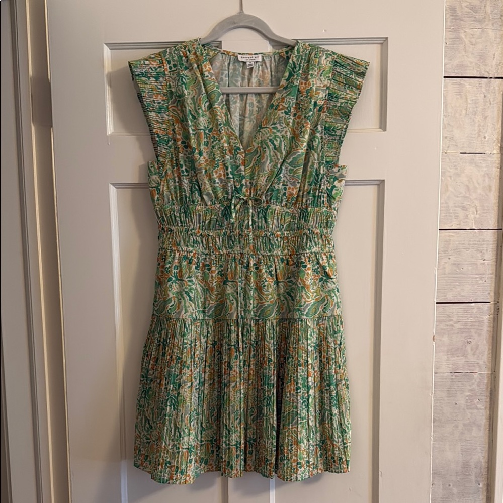 Current Air Green Pleated Ruched Sundress